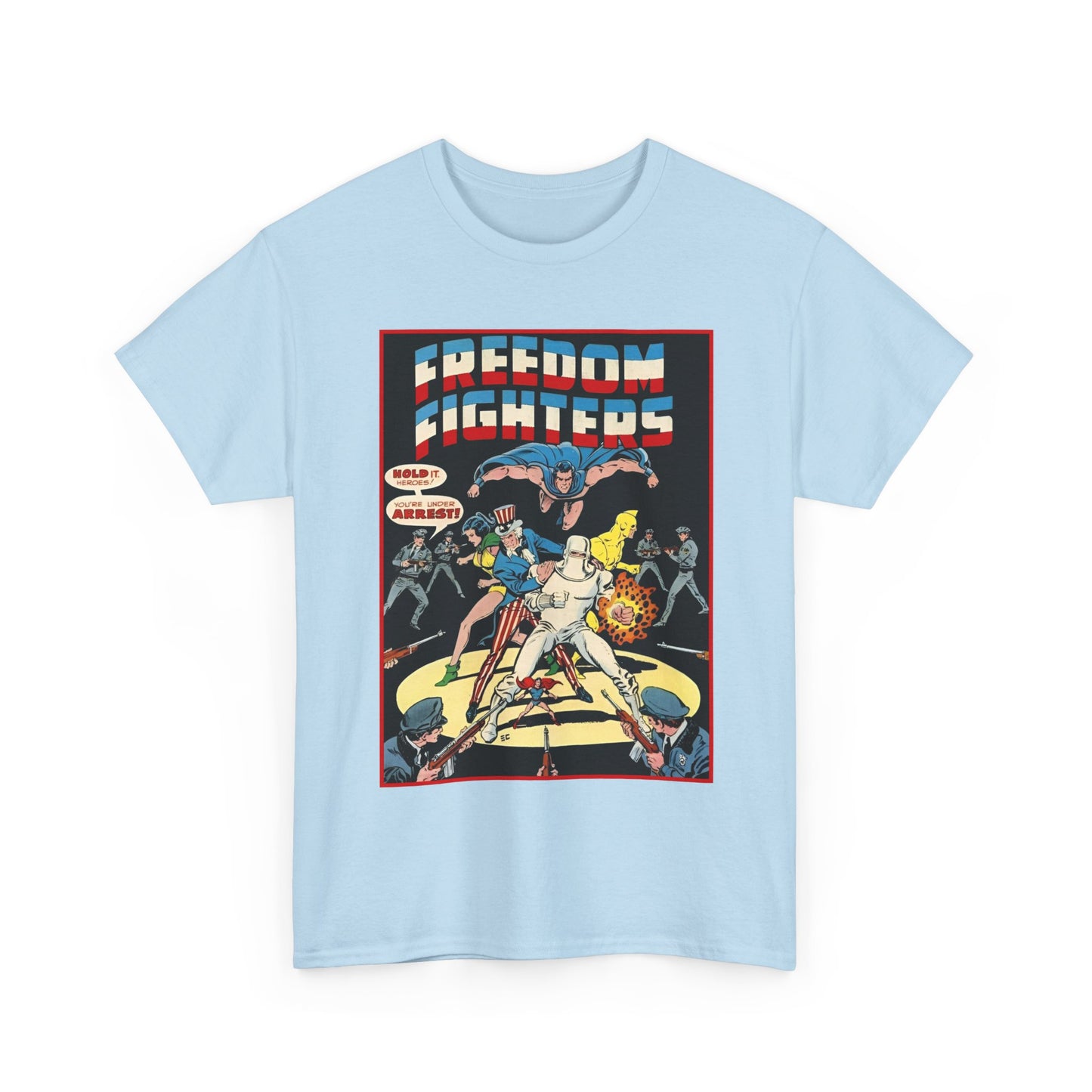Freedom Fighters T-Shirt - 70s Series - Uncle Sam, The Ray, Phantom Lady, Doll Man, Black Condor, Human Bomb - DC Comics