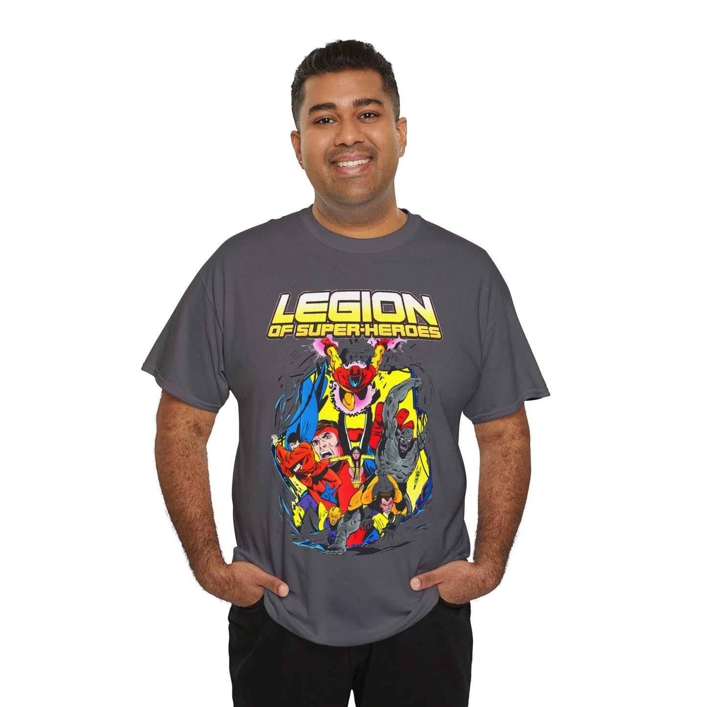 Legion of Super-Heroes T-Shirt - Mon-El, Colossal Kid, Wildfire, Dawnstar, Blok, Timber Wolf - LOSH - DC Comics