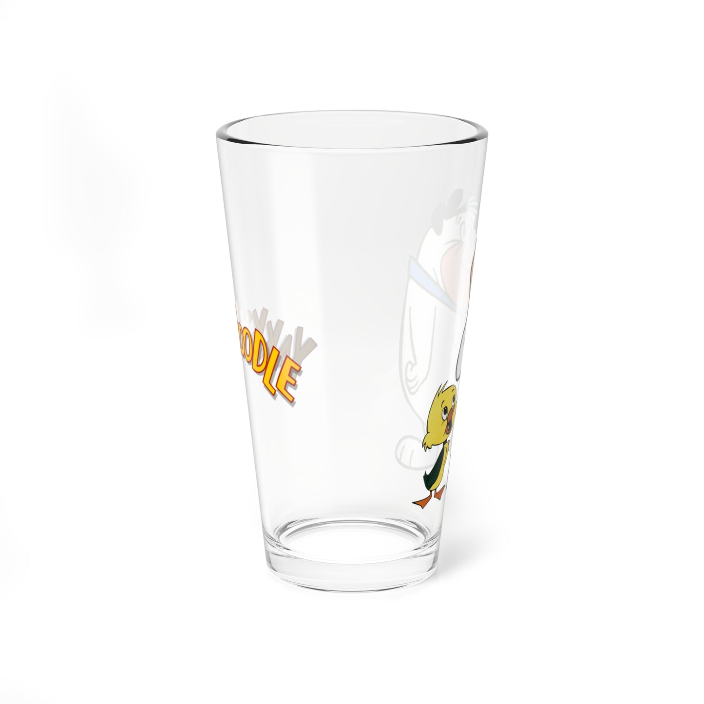 Yakky Doodle & Chopper Pint Glass, 16oz - Popular Hanna-Barbera 1960s Cartoon Characters