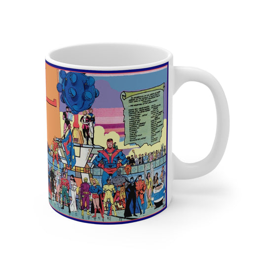 Legion of Super-Heroes Coffee Mug - Issue #300 Spread - DC Comics Art - Mug 11oz - Saturn Girl, Cosmic Boy, Lightning Lad, Brainiac 5