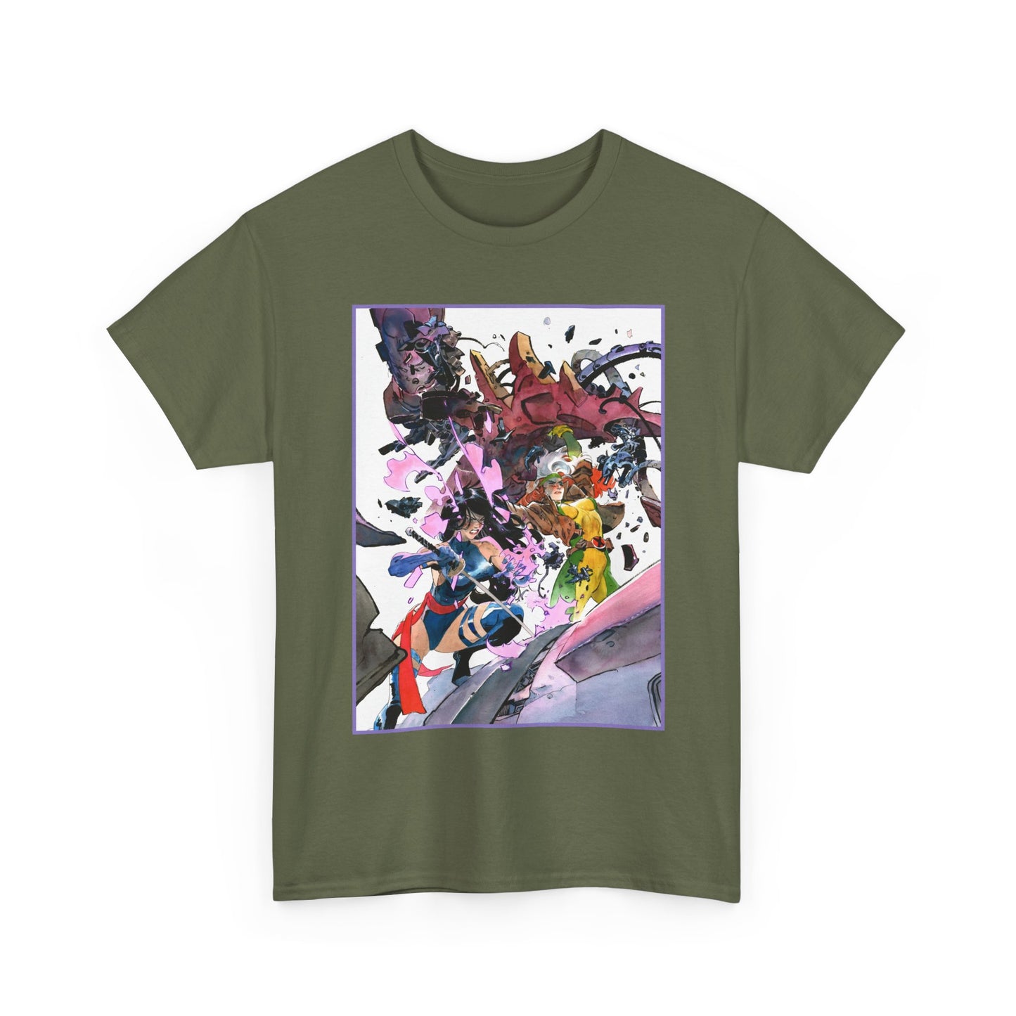 Rogue & Psylocke T-Shirt - Ripping Apart a Sentinel - X-Men Mutants - Marvel Comics