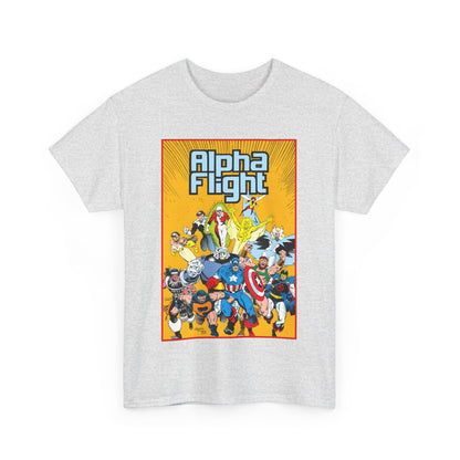 Alpha Flight T-Shirt - Mike Mignola Art - Northstar, Aurora, Snowbird, Shaman, Puck - Avengers: Captain America, Captain Marvel, Hercules, Black Knight - Marvel Comics