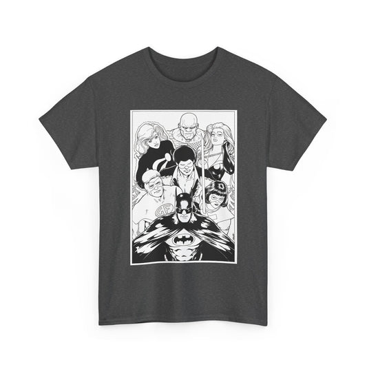 Batman & the Outsiders T-Shirt - Kevin Maguire Art - Black & White - Black Lightning, Metamorpho, Halo, Looker, Katana, Geo-Force - DC Comics