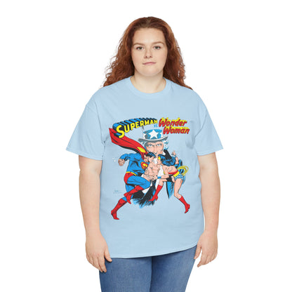 Superman Vs Wonder Woman T-Shirt - José Luis García-López Art - Popular 1970s Tabloid Story - DC Comics