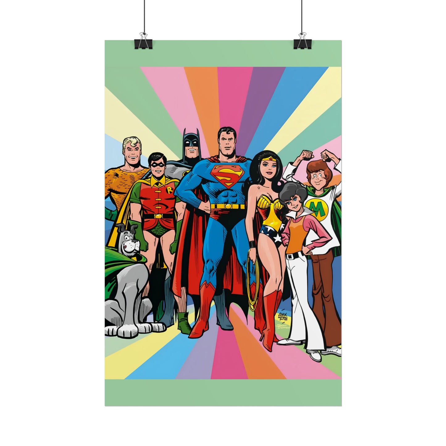Super Friends Rolled Poster - Alex Toth Art - Hanna-Barbera 1970s Cartoon - Superman, Wonder Woman, Batman - DC Comics - Multiple Sizes Up to 24"x36"