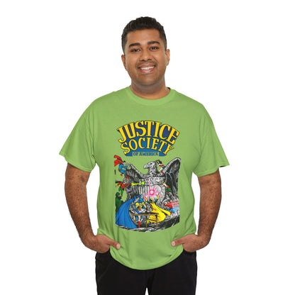 Justice Society T-Shirt - George Perez Art - Dr Fate, Atom, Spectre, Wonder Woman, Flash, Batman, Superman, Hawkman - JSA - DC Comics