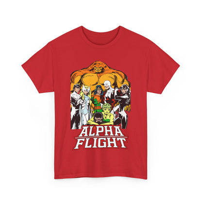 Alpha Flight T-Shirt - John Byrne Art - Northstar, Aurora, Guardian, Puck, Snowbird, Shaman, Sasquatch - Canada's Superhero Team - X-Men Connection - Marvel Comics