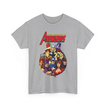 Avengers T-Shirt - George Perez Art - Captain America, Vision, Wonder Man, Iron Man, Thor, Hawkeye, Scarlet Witch - Popular Marvel Comics Characters