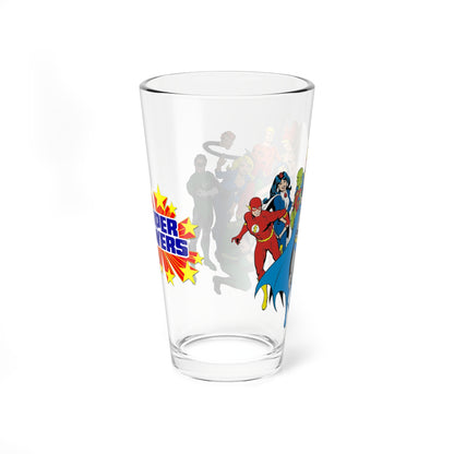 Justice League of America Pint Glass, 16oz - DC Comics Art - Firestorm, Zatanna, Wonder Woman, Superman, Batman, Aquaman, Flash