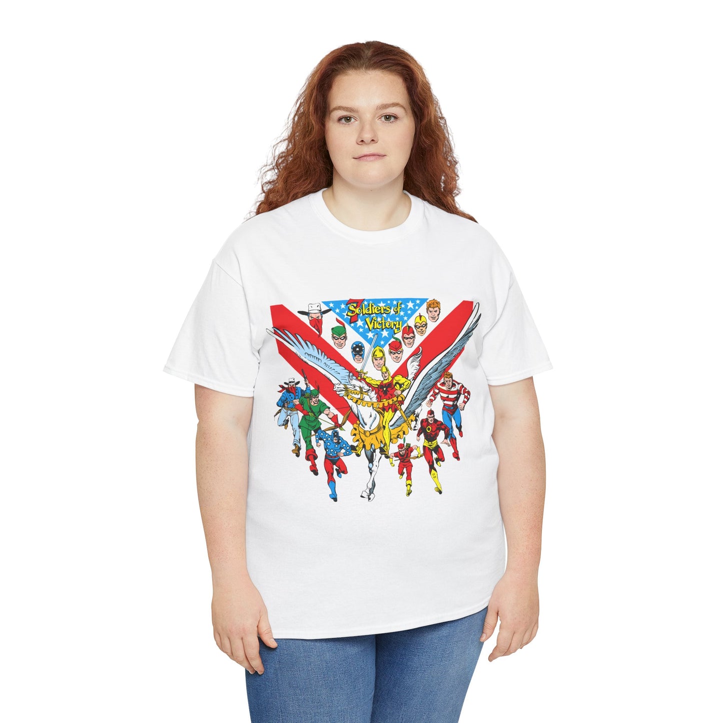 7 Soldiers of Victory T-Shirt - Speedy, Vigilante, Green Arrow, Stripesy, Crimson Avenger, Star-Spangled Kid - Golden Age Heroes of the DC Universe