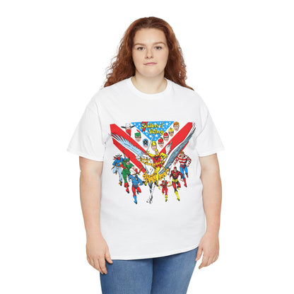 7 Soldiers of Victory T-Shirt - Speedy, Vigilante, Green Arrow, Stripesy, Crimson Avenger, Star-Spangled Kid - Golden Age Heroes of the DC Universe