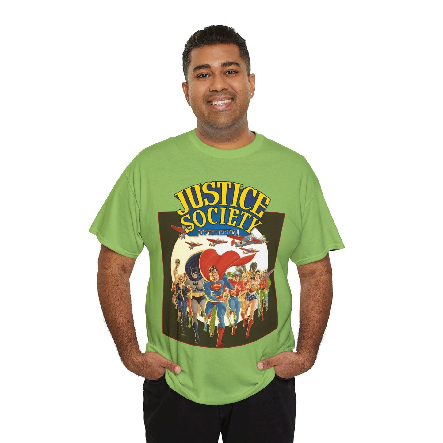 Justice Society of America T-Shirt - Superman, Wonder Woman, Black Canary, Green Lantern, Batman, Plastic Man, Flash - DC Comics