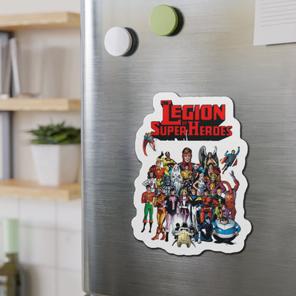 Legion of Super-Heroes Die-Cut Magnet - #300 Cover Art - Lightning Lad, Saturn Girl, Cosmic Boy, Superboy, Supergirl, Wildfire, Dream Girl, Bouncing Boy, Brainiac 5 - DC Comics - 3", 4", 5", 6"