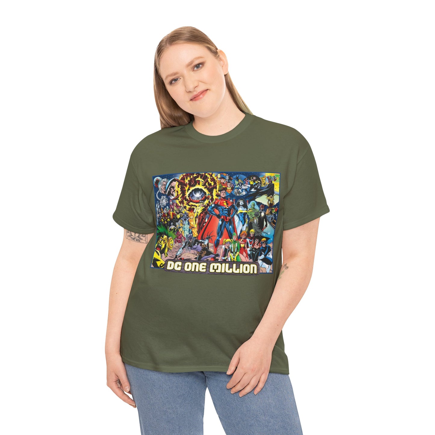 DC One Million T-Shirt - Phil Jimenez Art - Future Versions of Superman, Batman, Wonder Woman, Green Lantern, Flash - DC Comics