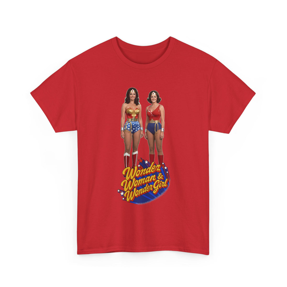 Wonder Woman & Wonder Girl T-Shirt - Lynda Carter Retro 1970s TV Show - DC Comics