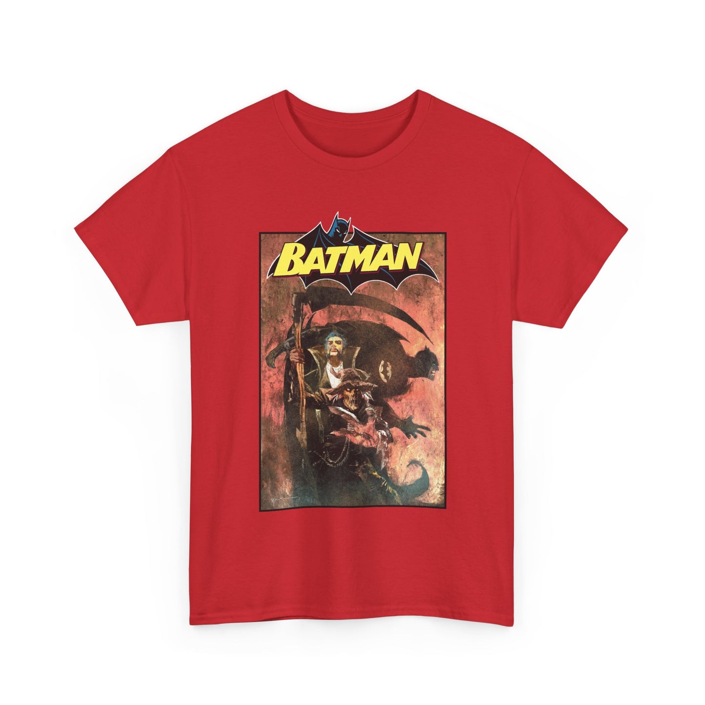 Batman T-Shirt - Bill Sienkiewicz Art - With Scarecrow & Ra's Al Ghul - DC Comics