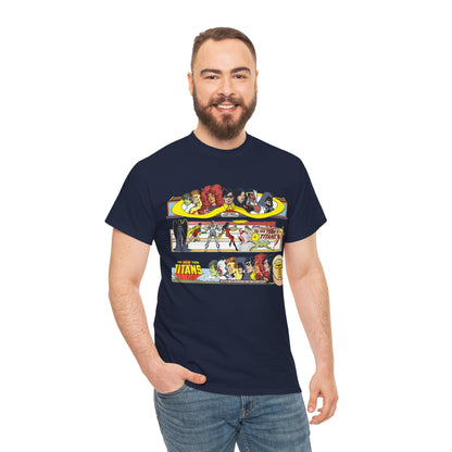 New Teen Titans T-Shirt - George Perez Art - 1980s Promotional Banners - Robin, Wonder Girl, Cyborg, Starfire - DC Comics