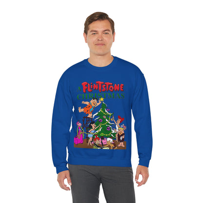 Flintstones Christmas Heavy Blend Crewneck Sweatshirt - Fred, Wilma, Barney, Betty
