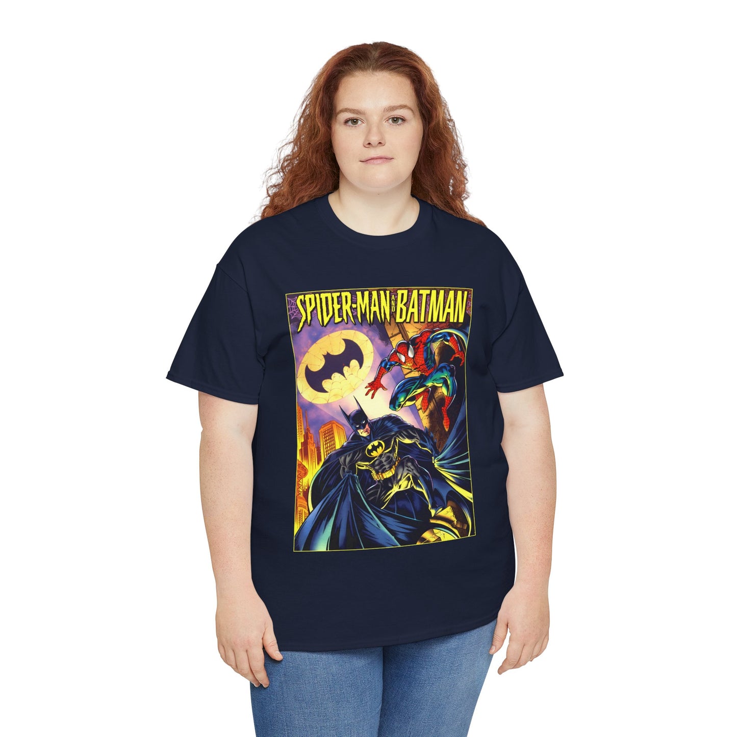 Batman/Spider-Man Shirt - Mark Bagley Art - DC Comics/Marvel Comics Cross-Over From the 1990s