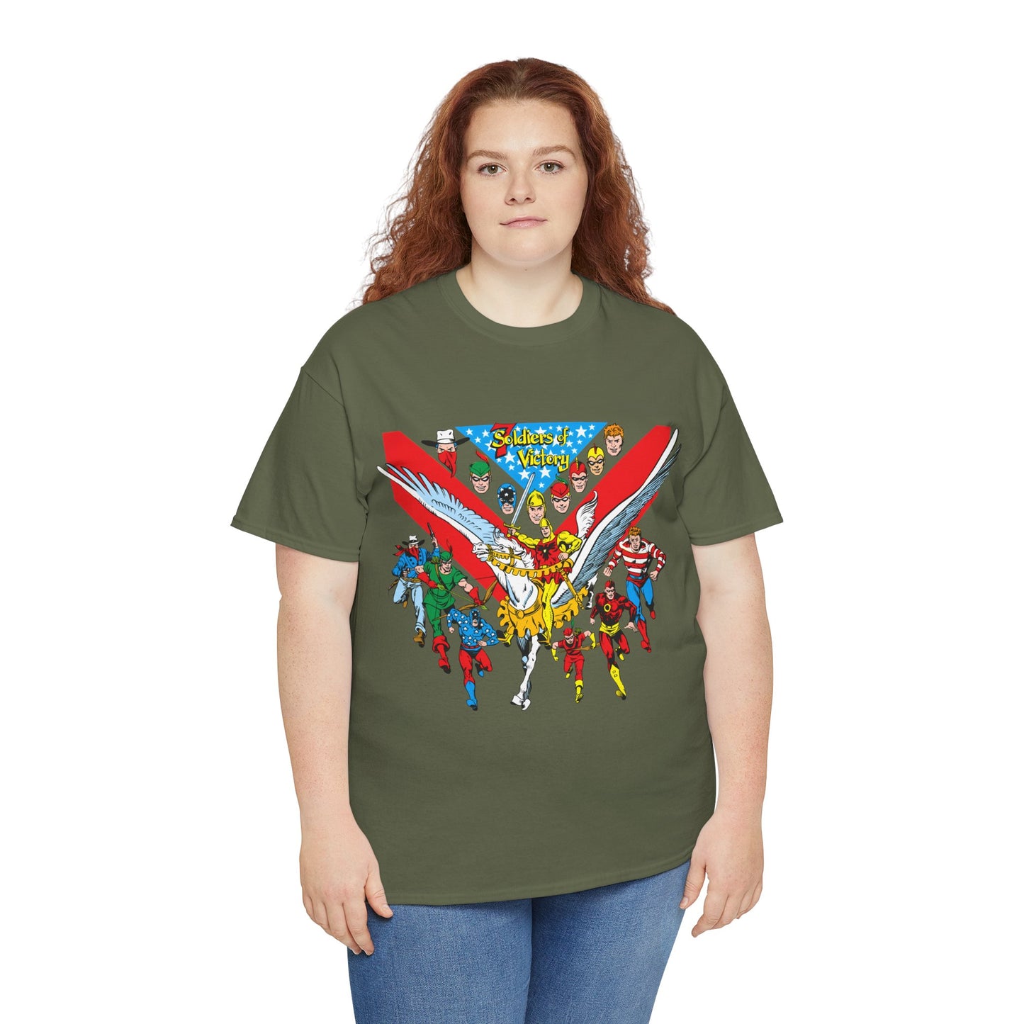 7 Soldiers of Victory T-Shirt - Speedy, Vigilante, Green Arrow, Stripesy, Crimson Avenger, Star-Spangled Kid - Golden Age Heroes of the DC Universe