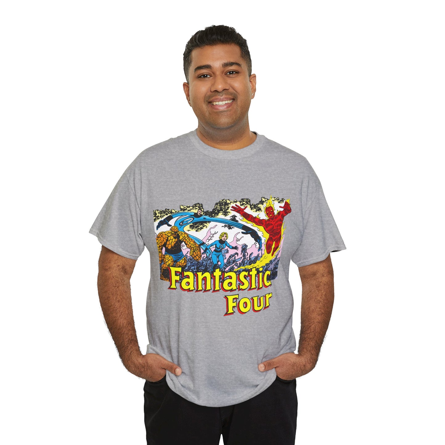 Fantastic Four T-Shirt - John Byrne Art - Reed Richards, Invisible Woman, Human Torch, The Thing - Marvel Comics