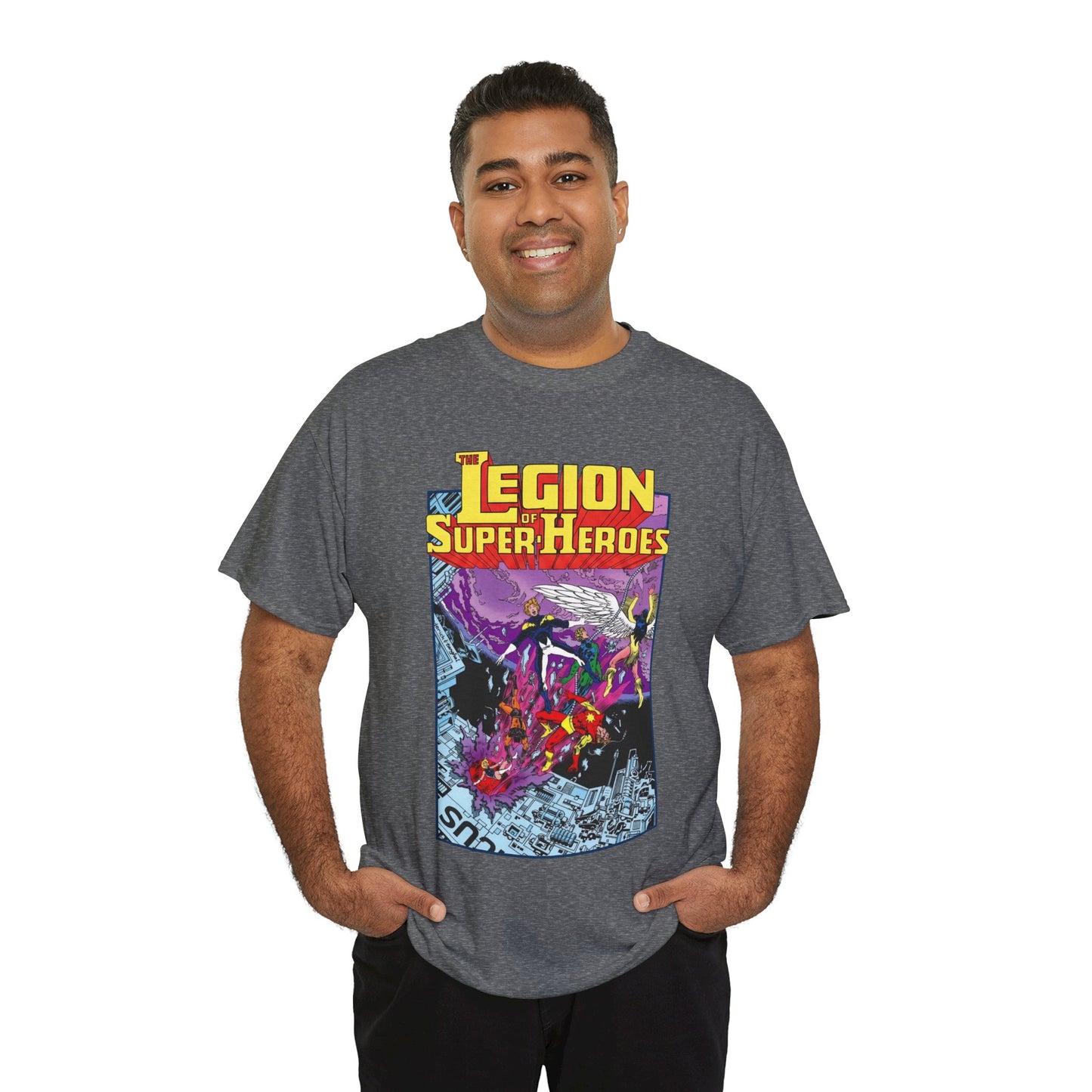Legion of Super-Heroes T-Shirt - Pat Broderick Art - Timber Wolf, Lightning Lad, Wildfire, Dawnstar, Element Lad - LOSH - DC Comics