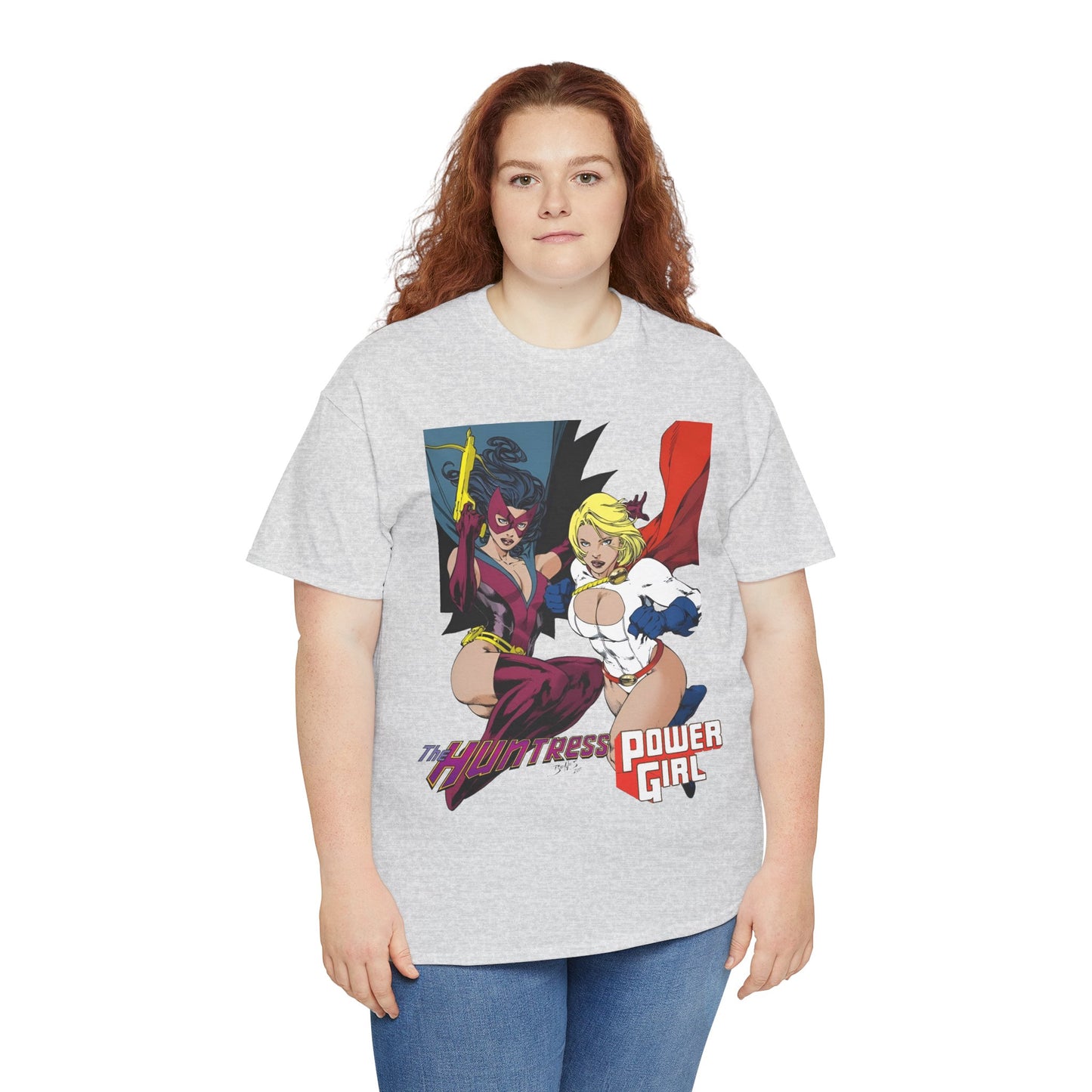Huntress & Power Girl T-Shirt - Ed Benes Art - Justice Society, JSA, Earth 2 - DC Comics Bronze Age, Pre-Crisis Heroes