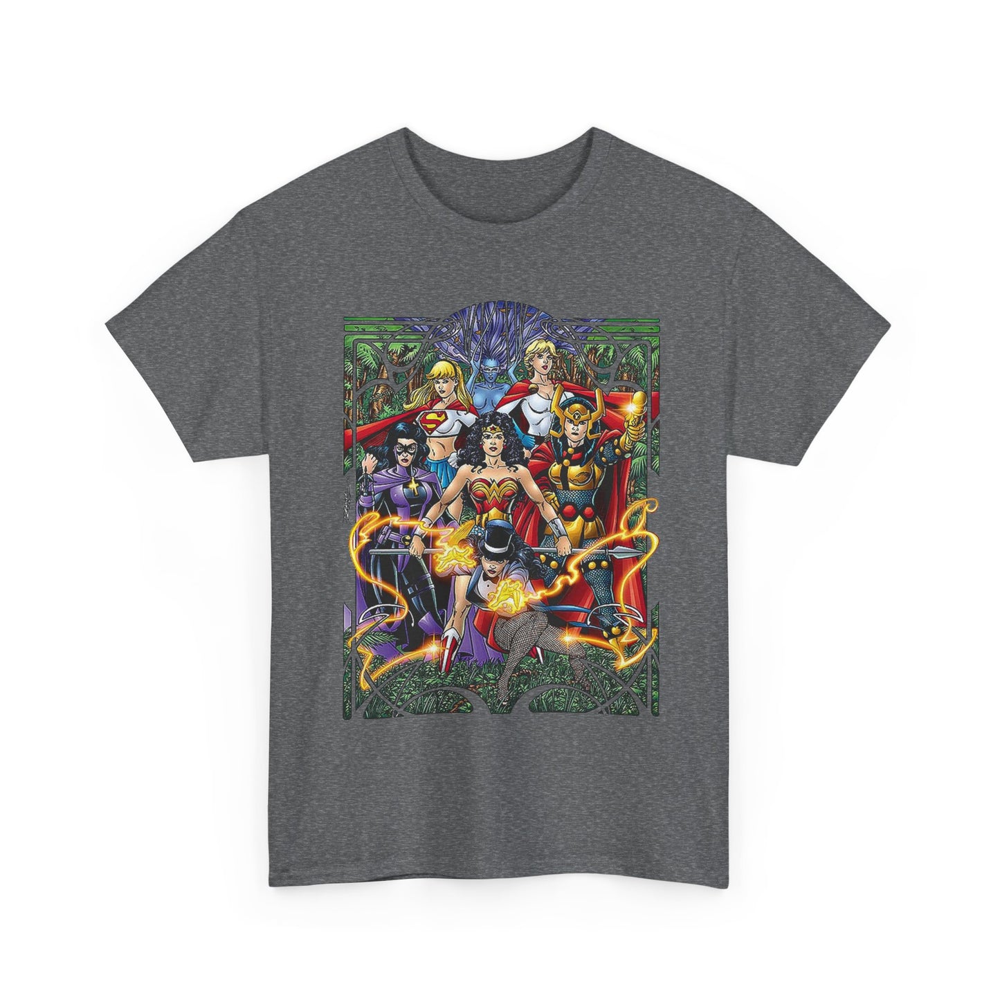 Justice League of Amazons T-Shirt - George Perez Art - Wonder Woman, Zatanna, Supergirl, Power Girl, Huntress, Big Barda - JLA - DC Comics