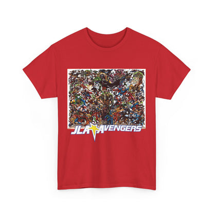 JLA Vs Avengers T-Shirt - Stunning, Classic George Perez Art - DC & Marvel 200s Crossover - Superman, Thor, Wonder Woman, Captain America, Flash, Black Panther, Iron Man, Batman