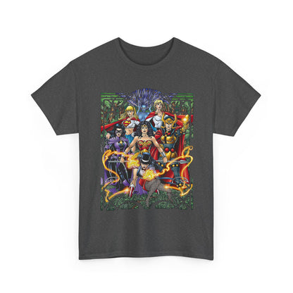 Justice League of Amazons T-Shirt - George Perez Art - Wonder Woman, Zatanna, Supergirl, Power Girl, Huntress, Big Barda - JLA - DC Comics