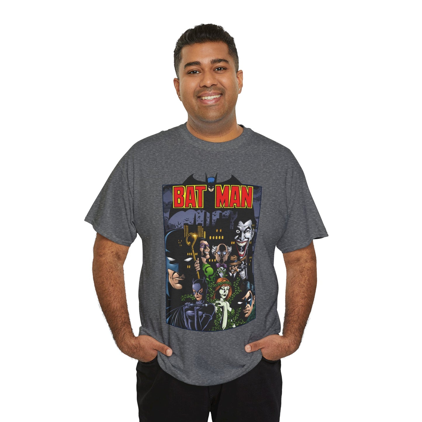 Batman T-Shirt - George Perez Art - Arkham Asylum - Joker, Catwoman, Poison Ivy, Riddler, Nightwing - DC Comics