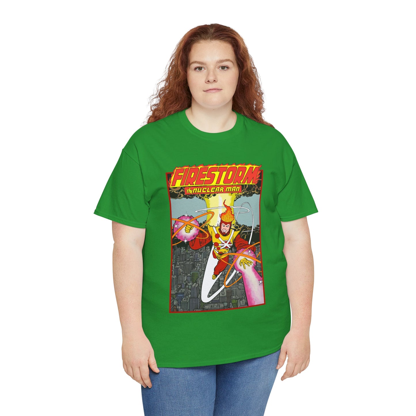 Firestorm the Nuclear Man T-Shirt - George Perez JLA Postcard Art 1980s - DC Comics - Justice League of America Member