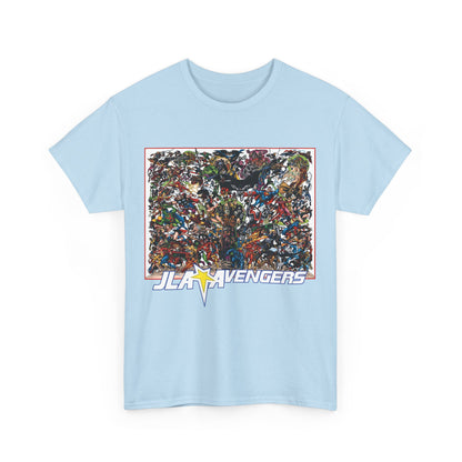 JLA Vs Avengers T-Shirt - Stunning, Classic George Perez Art - DC & Marvel 200s Crossover - Superman, Thor, Wonder Woman, Captain America, Flash, Black Panther, Iron Man, Batman