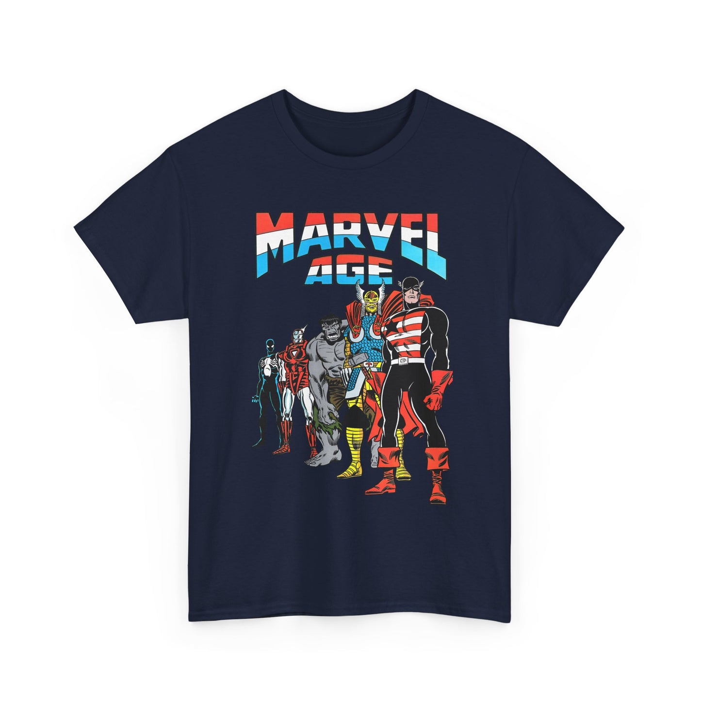 Marvel Age T-Shirt - Captain America, Thor, Incredible Hulk, Iron Man, Spider-Man - New Looks for the 80s