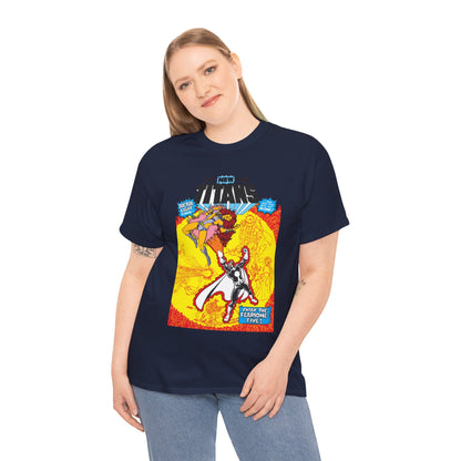 New Teen Titans T-Shirt - George Perez Art - #3 Cover Art - Dr. Light & the Fearsome Five Vs Starfire & the Teen Titans - DC Comics