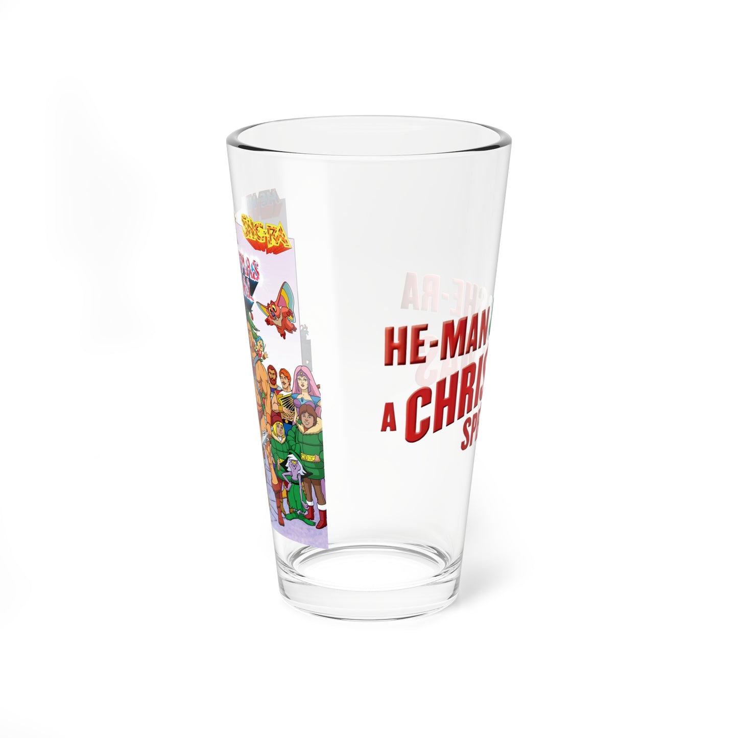 He-Man & She-Ra: A Christmas Special Pint Glass, 16oz - Filmation Holiday TV - Skeletor, Fisto, Orko, Madame Razz - Masters of the Universe