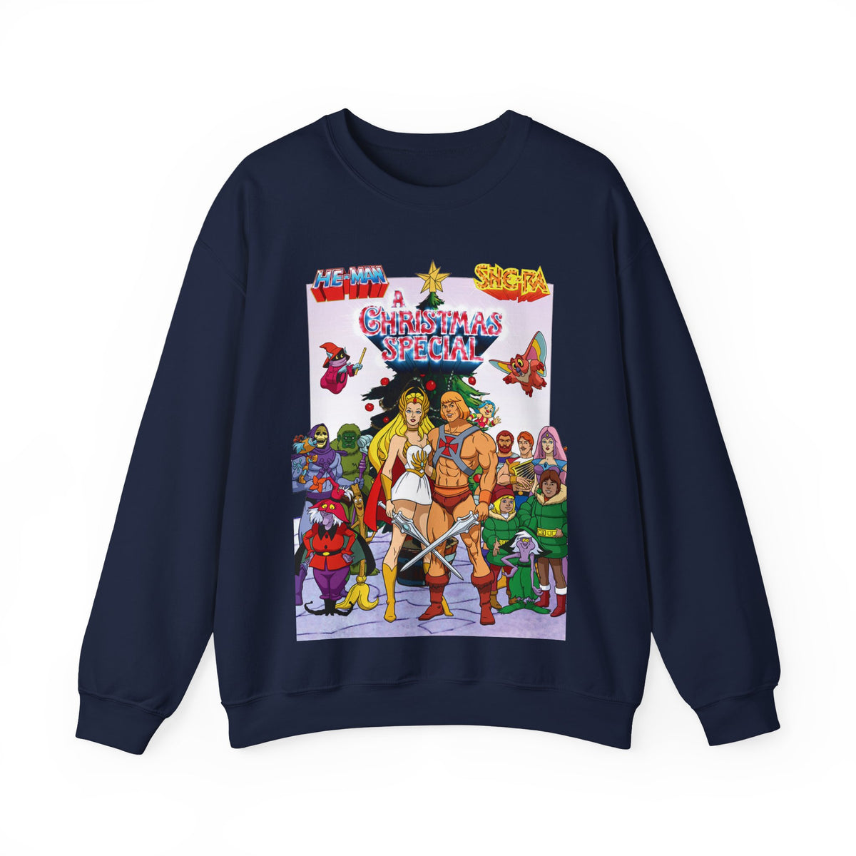 He-Man & She-Ra Christmas Special Heavy Blend Crewneck Sweatshirt - Masters of the Universe, Princess of Power Filmation Festive Holiday Cartoon