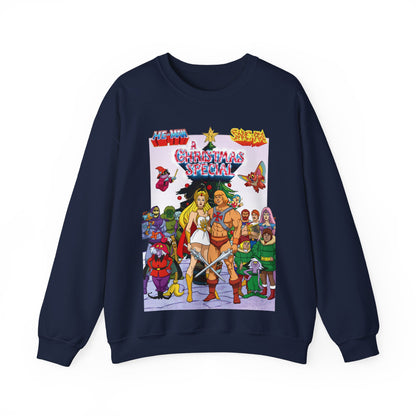 He-Man & She-Ra Christmas Special Heavy Blend Crewneck Sweatshirt - Masters of the Universe, Princess of Power Filmation Festive Holiday Cartoon