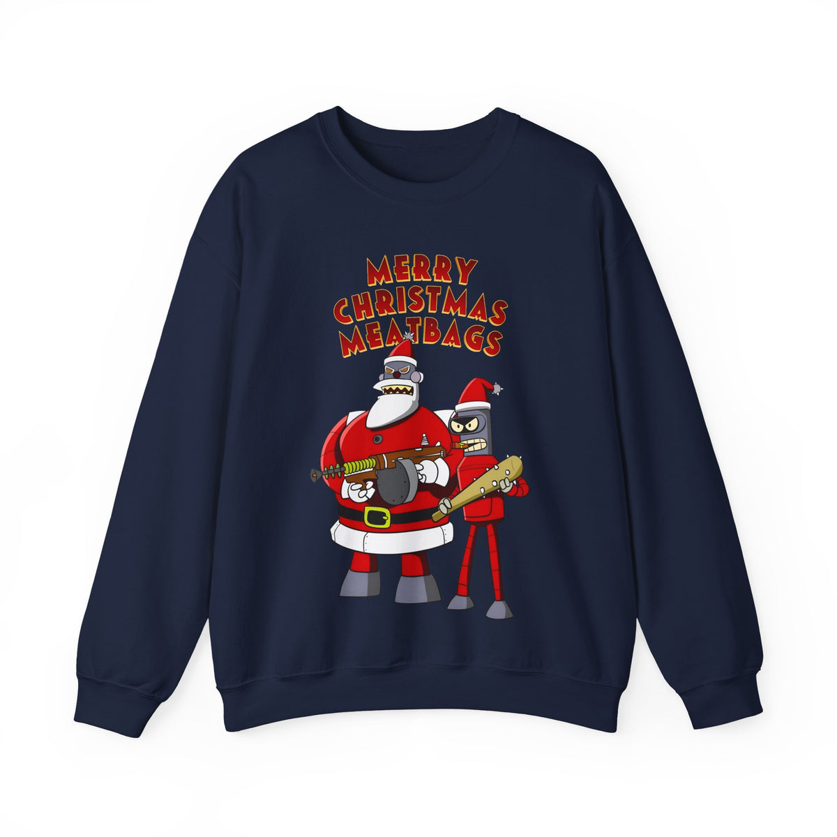 Robot Santa Claus & Bender Futurama Christmas Heavy Blend Crewneck Sweatshirt