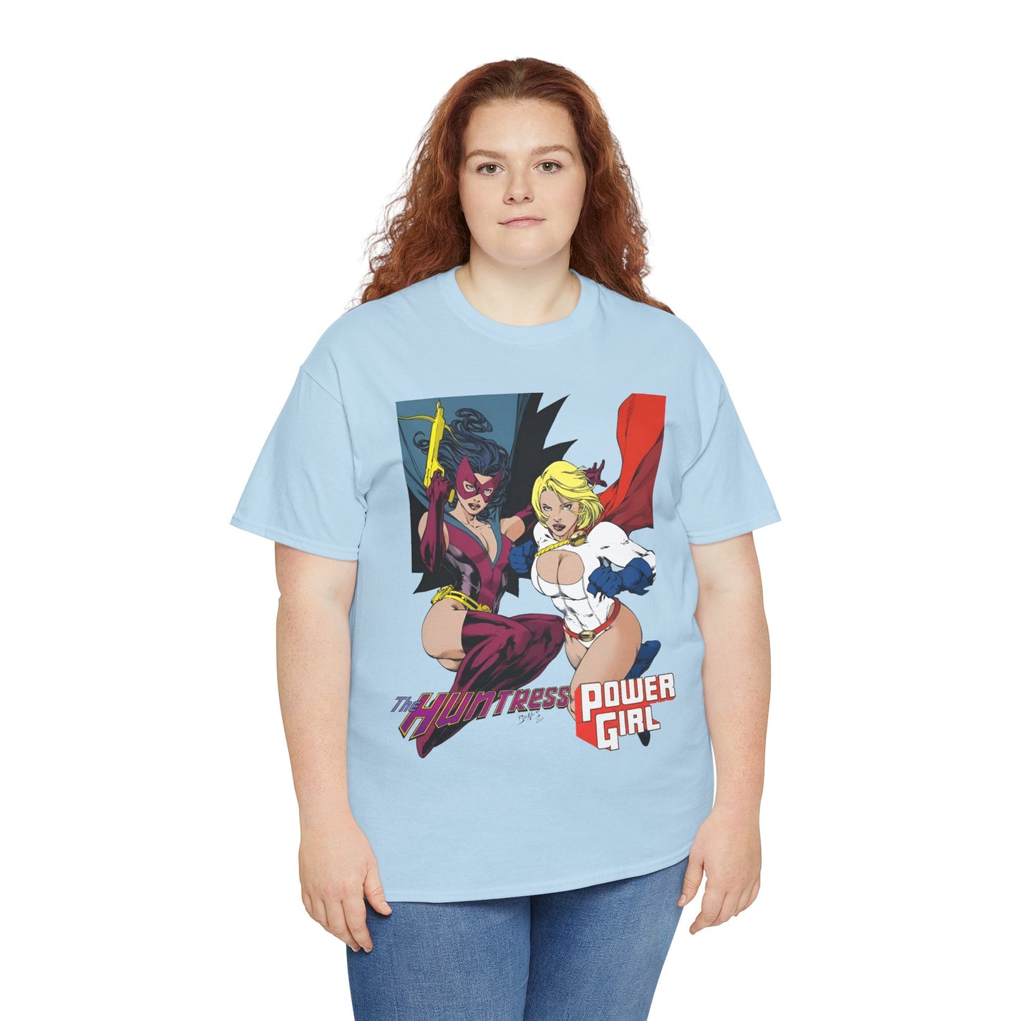 Huntress & Power Girl T-Shirt - Ed Benes Art - Justice Society, JSA, Earth 2 - DC Comics Bronze Age, Pre-Crisis Heroes