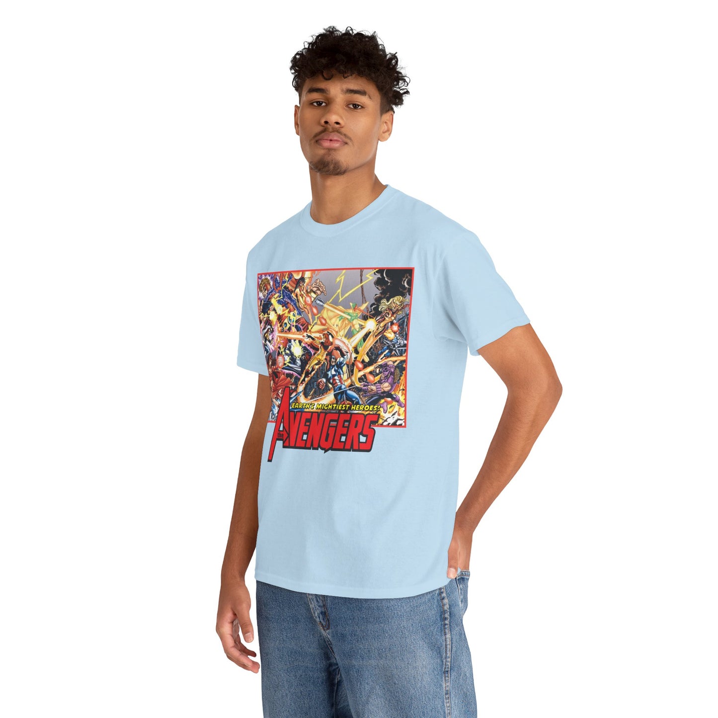 Avengers Vs Thunderbolts T-Shirt - George Perez Art - Captain America, Iron Man, Wonder Man, Scarlet Witch, Hawkeye, Citizen V, MACH-1, Techno, Atlas, Songbird - Marvel Comics