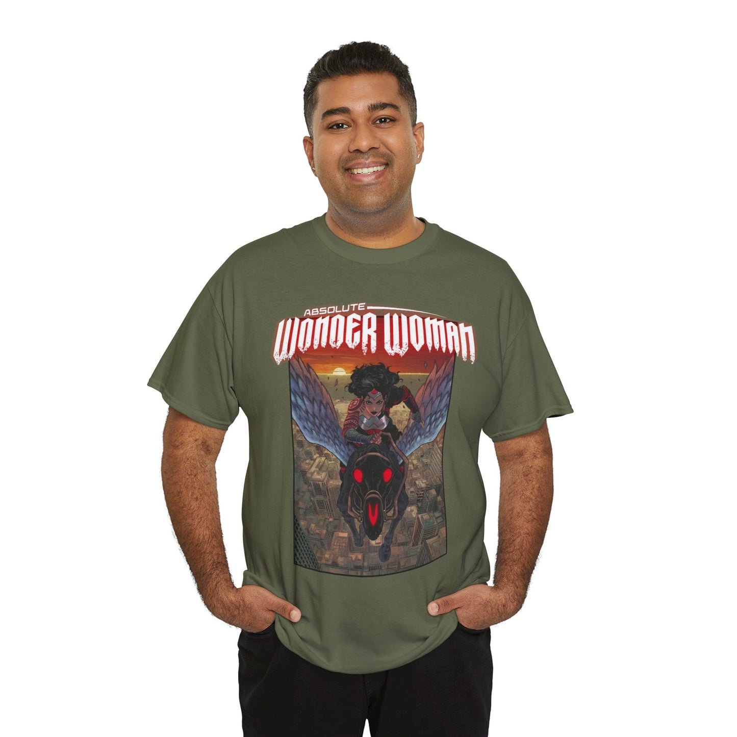 Absolute Wonder Woman T-Shirt - Hayden Sherman Art - DC Comics All-In - Raised in Hell by Circe - Riding Pegasus