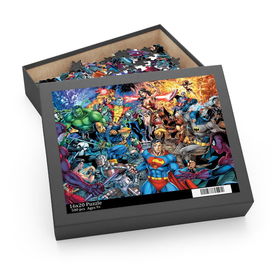 DC Comics Vs Marvel 500 Piece Puzzle - Jim Lee Omnibus Art - Superman, Storm, Daredevil, Spider-Man, Hulk