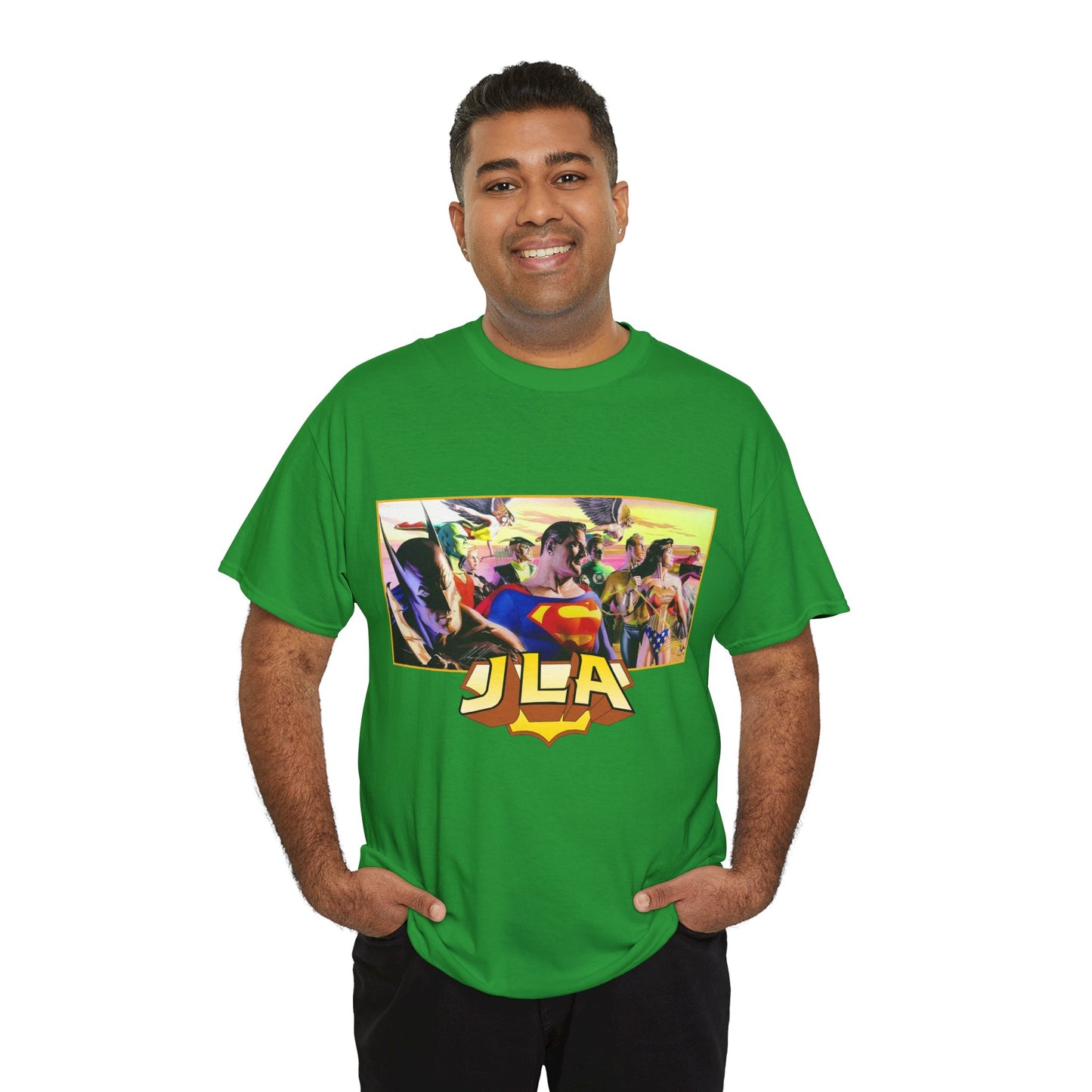 JLA T-Shirt - Alex Ross Art - Superman, Batman, Wonder Woman, Hawkman, Green Lantern, Black Canary, Flash, Martian Manhunter, Green Arrow - Justice League - DC Comics