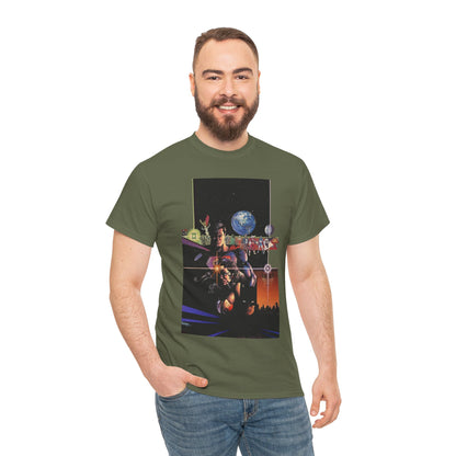 Crisis on Infinite Earths T-Shirt - George Perez Art - Superman, Batman, Wonder Woman, Captain Marvel, Blue Beetle, Kid Flash - Retro 1980s - DC Comics