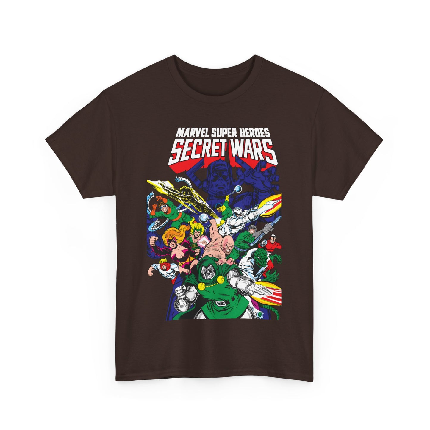 Marvel Super-Heroes Secret Wars T-Shirt - The Bad Guys - Dr Doom, Galactus, Doctor Octopus, Titania, Absorbing Man, Enchantress - Marvel Comics Series