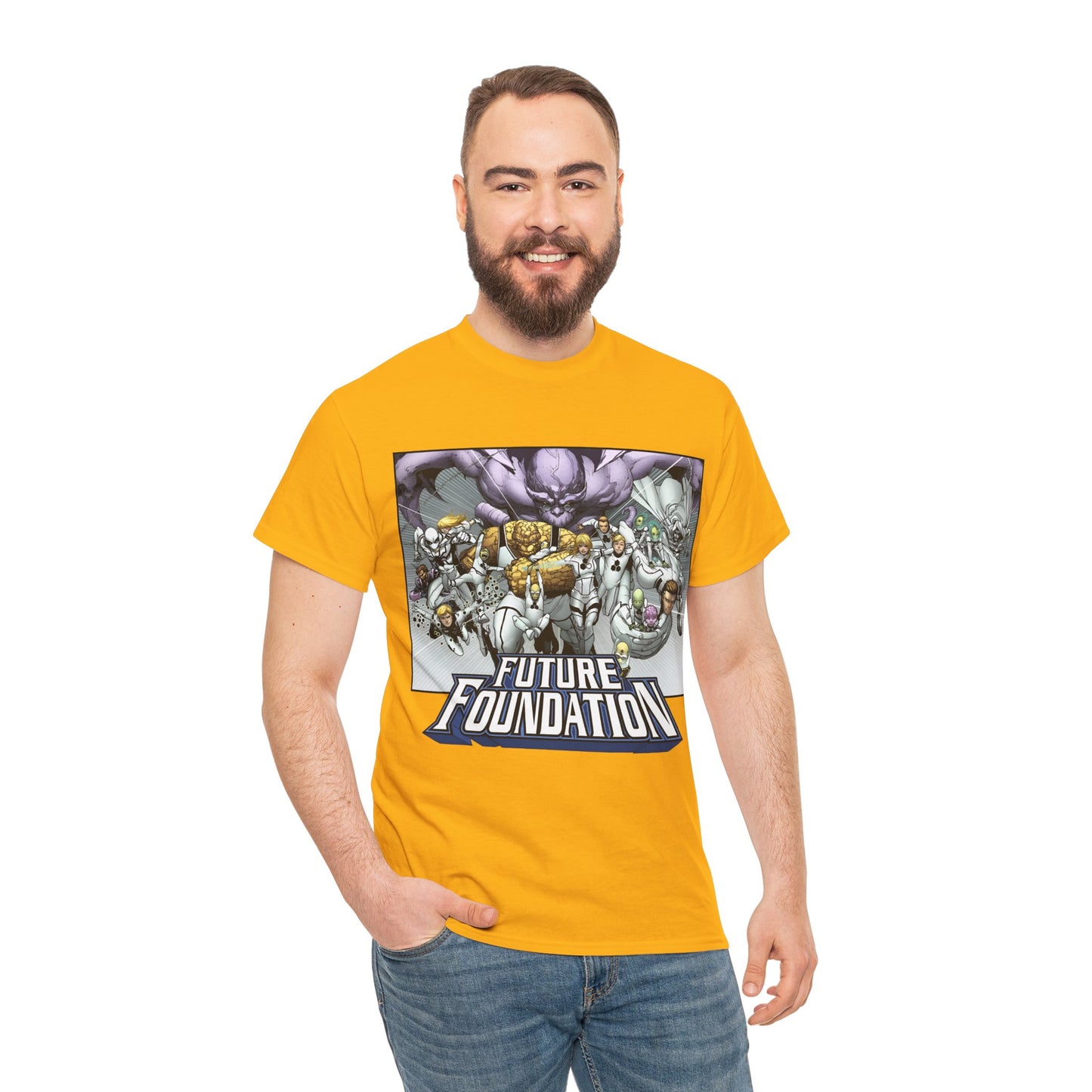 Future Foundation T-Shirt - Marko Djurdjevic Art - Spider-Man, Mr. Fantastic, Invisible Woman, The Thing, Dr. Doom, Bentley 23, Dragon Man, the Moloids - Marvel Comics