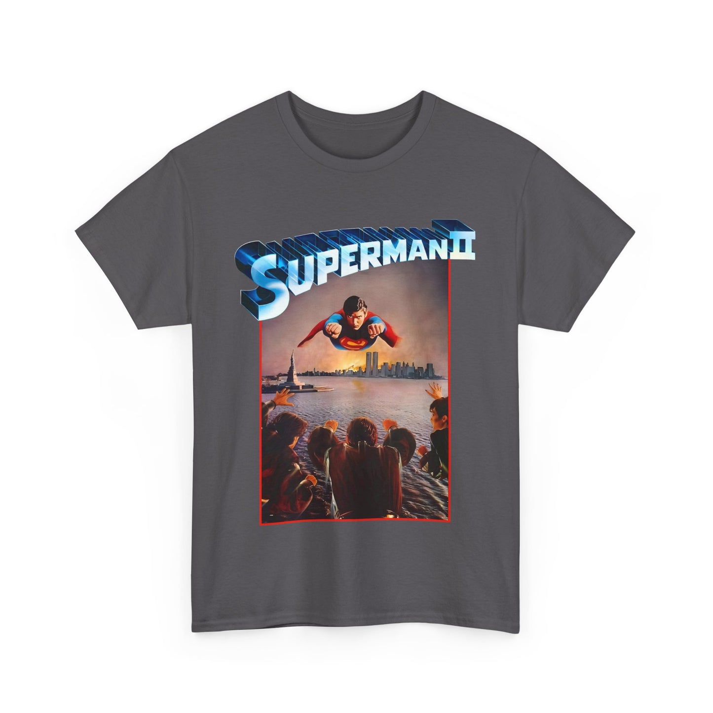 Superman II T-Shirt - Christopher Reeve, Terence Stamp, Sarah Douglas - Vs General Zod, Ursa, Non - Phantom Zone Villains - 1980 Movie Poster - DC Comics