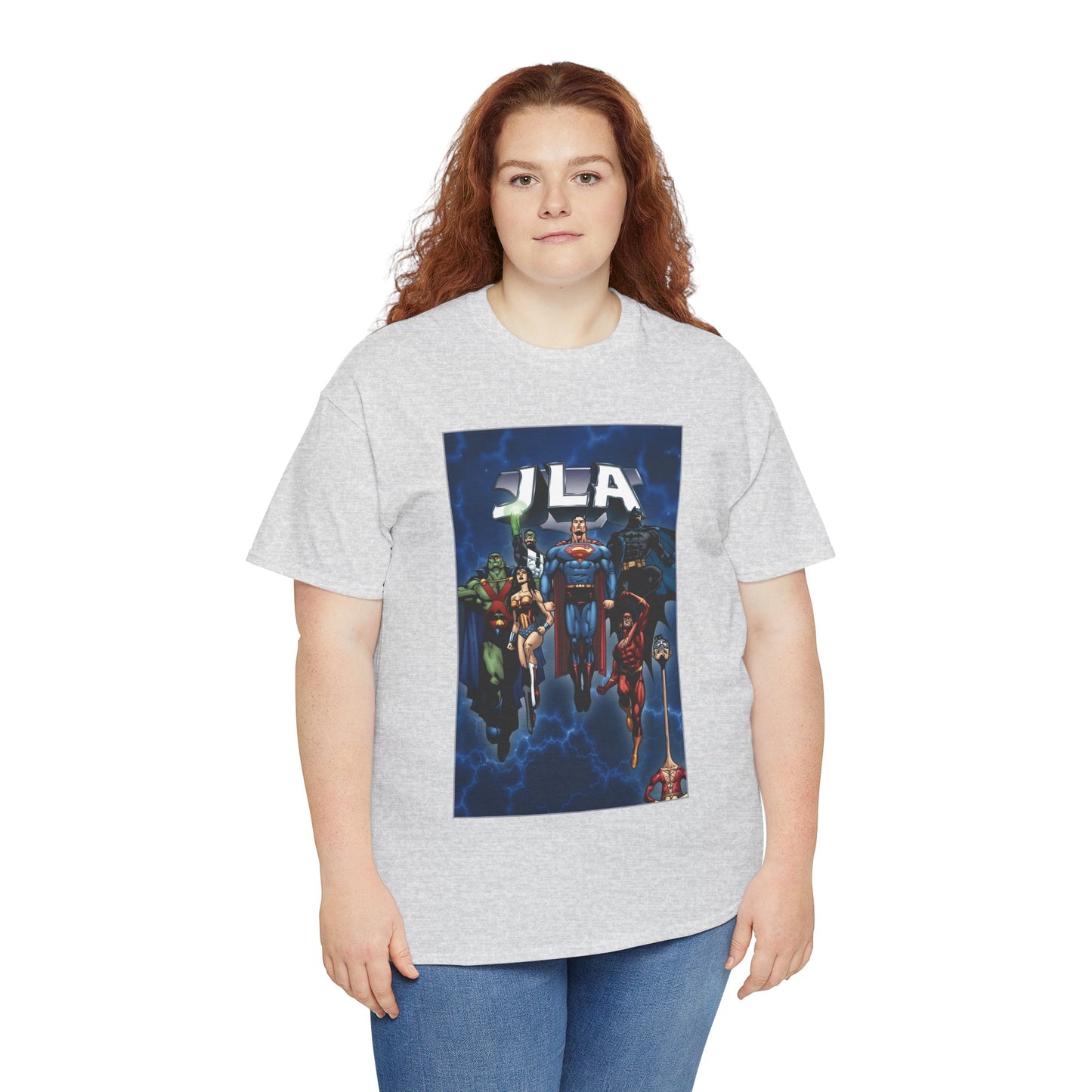 JLA T-Shirt - Doug Mahnke Art - Superman, Batman, Wonder Woman, Aquaman, Green Lantern, Flash, Martian Manhunter - DC Comics