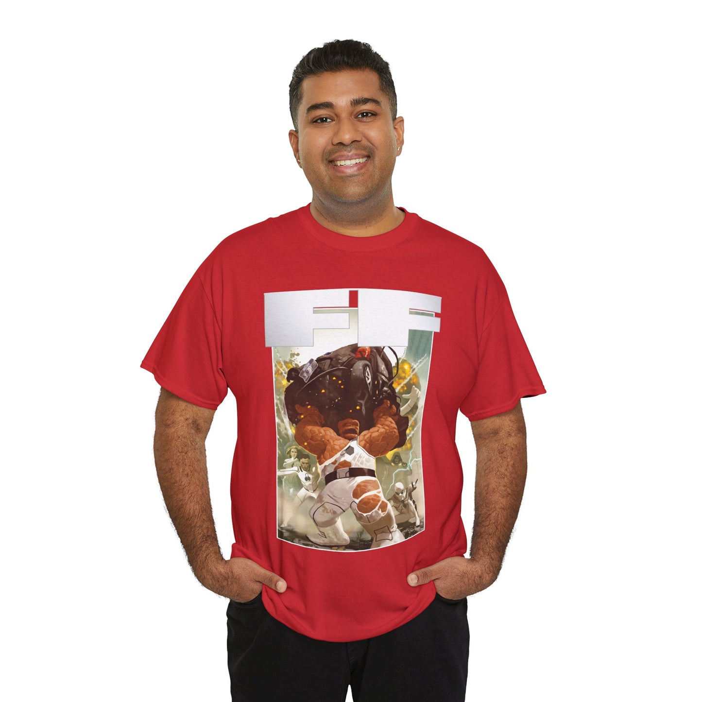 FF T-Shirt - Daniel Acuna Art - Fantastic Four - Mr. Fantastic, Invisible Woman, Thing, Spider-Man - Marvel Comics